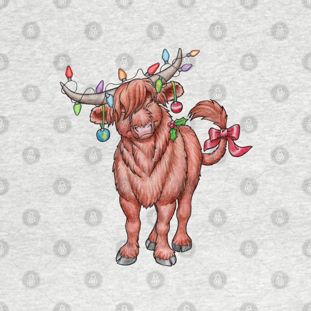 Mooey Christmas!  Christmas Highland Cow by Featherlady Studio